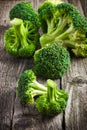 Fresh organic broccoli on a wooden table Royalty Free Stock Photo