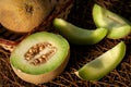 Fresh organic cantaloupe melon slices Royalty Free Stock Photo