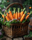 Fresh organic carrots in basket Royalty Free Stock Photo