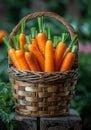 Fresh organic carrots in basket Royalty Free Stock Photo