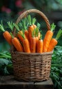 Fresh organic carrots in basket Royalty Free Stock Photo