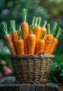 Fresh organic carrots in basket Royalty Free Stock Photo