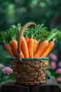 Fresh organic carrots in basket Royalty Free Stock Photo