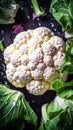Fresh Organic Cauliflower Vegetable Vertical Background.
