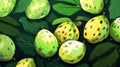 Fresh Organic Cherimoya Fruit Horizontal Background Illustration.