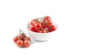 Fresh organic cherry tomatoes bunch on ceramic bowl Royalty Free Stock Photo