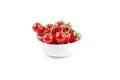 Fresh organic cherry tomatoes bunch on ceramic bowl Royalty Free Stock Photo