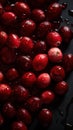 Fresh Organic Cranberry Berry Vertical Background.