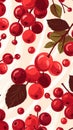 Fresh Organic Cranberry Berry Vertical Background Illustration.