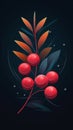 Fresh Organic Cranberry Berry Vertical Trendy Illustration. Royalty Free Stock Photo