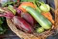 Fresh Organic Food Background Vegetables in the Basket Royalty Free Stock Photo