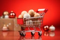 Fresh organic fruit in a festive Christmas basket generated by AI Royalty Free Stock Photo