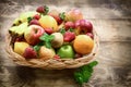 Fresh organic fruit - healthy food in wicker basket Royalty Free Stock Photo