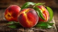 Fresh organic fruit - peaches on wood background Royalty Free Stock Photo