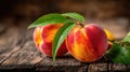 Fresh organic fruit - peaches on wood background Royalty Free Stock Photo