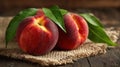 Fresh organic fruit - peaches on wood background Royalty Free Stock Photo
