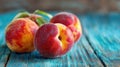 Fresh organic fruit - peaches on wood background Royalty Free Stock Photo