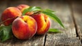 Fresh organic fruit - peaches on wood background Royalty Free Stock Photo