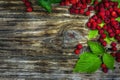 Fresh organic fruit - raspberry on wood background selective focus. Royalty Free Stock Photo