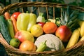 Fresh organic fruit and vegetable in basket Royalty Free Stock Photo