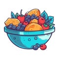 Fresh organic fruits bowl ripe food