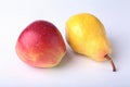 Fresh organic fruits isolated on white background. Assorted apple and pear.