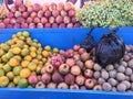 Fresh organic Fruits on street market stall Royalty Free Stock Photo