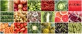 Fresh organic fruits and vegetables collage photo Royalty Free Stock Photo