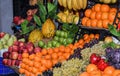 Fresh and organic fruits and vegetables at farmers market. Biological and organic Royalty Free Stock Photo