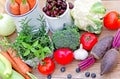 Fresh organic fruits, vegetables and fresh herbs Royalty Free Stock Photo