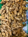 Fresh organic ginger In market. Royalty Free Stock Photo