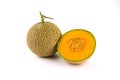 Fresh organic a half of orange cantaloupe melon Royalty Free Stock Photo