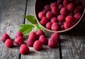 Fresh organic healthy raspberry with mint leaves