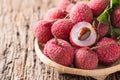 Fresh organic lychee fruit on basket Royalty Free Stock Photo
