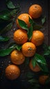 Fresh Organic Mandarin Fruit Vertical Background.