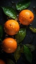 Fresh Organic Mandarin Fruit Vertical Background.