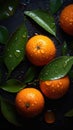 Fresh Organic Mandarin Fruit Vertical Background.