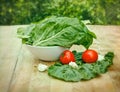 Fresh organic mangold - spinach beet on table Royalty Free Stock Photo