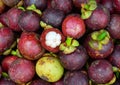 Fresh organic mangosteen fruits at the market Royalty Free Stock Photo