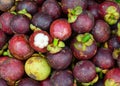 Fresh organic mangosteen fruits at the market Royalty Free Stock Photo