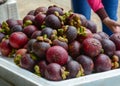 Fresh organic mangosteen fruits at the market Royalty Free Stock Photo