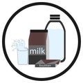 A set of fresh organic dairy products. Oil, milk in paper and glass packaging. Royalty Free Stock Photo