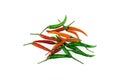 Mixed Colored Chillies Isolated In White Background