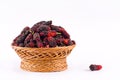 Fresh organic mulberries in brown basket on white background healthy mulberry fruit food isolated Royalty Free Stock Photo