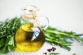 Fresh organic olive oil bottle Royalty Free Stock Photo