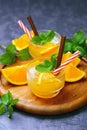 Fresh organic orange juice Royalty Free Stock Photo