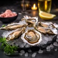 organic oysters delicacy for appetizer Royalty Free Stock Photo