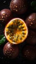 Fresh Organic Passion Fruit Vertical Background.