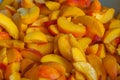 Fresh Organic Peaches Heap Of ripe peach slices Royalty Free Stock Photo