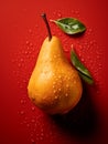 Fresh Organic Pear Fruit Vertical Illustration.